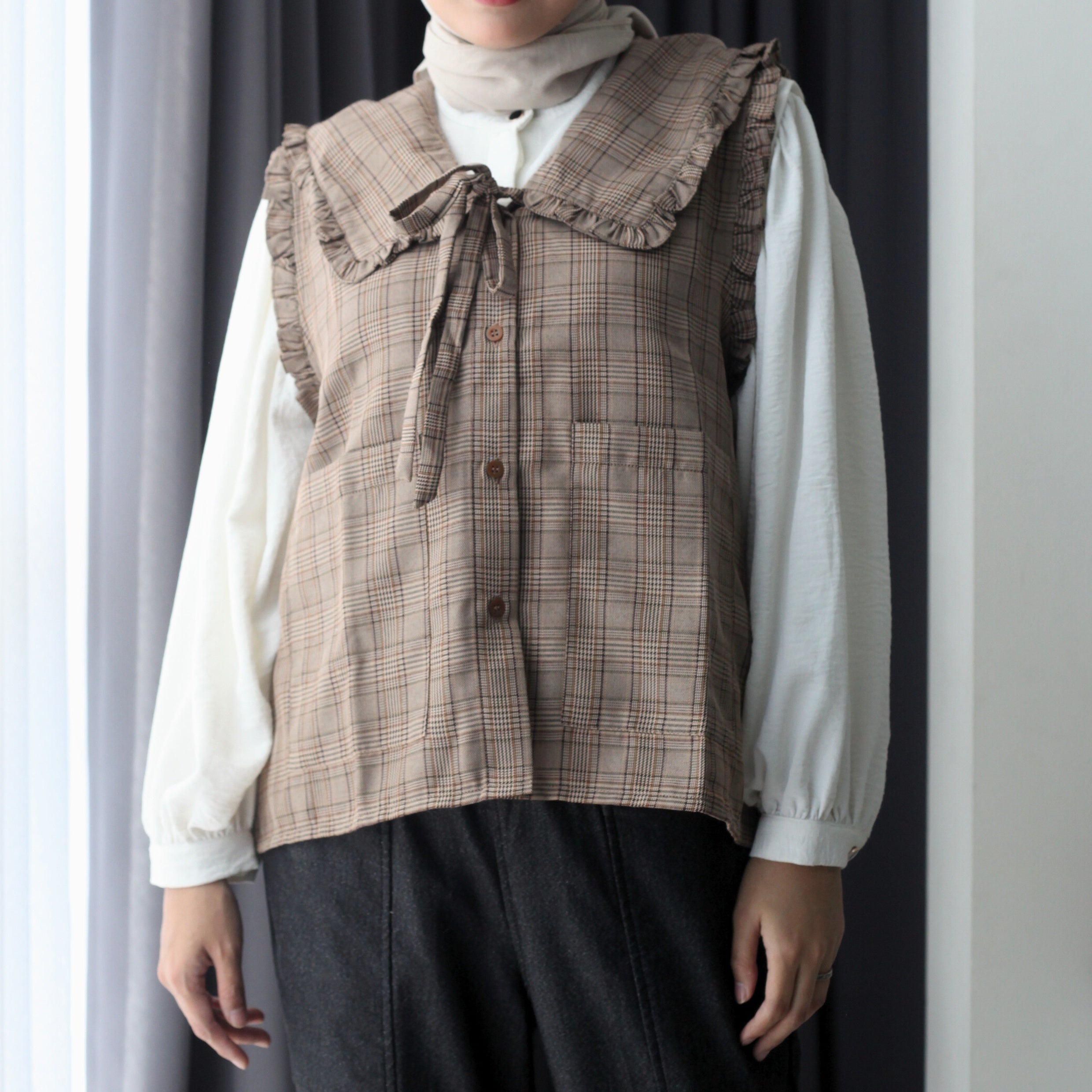 Image of Eclemix Outer Mosha | Vest Wanita Tartan Tanpa Lengan
